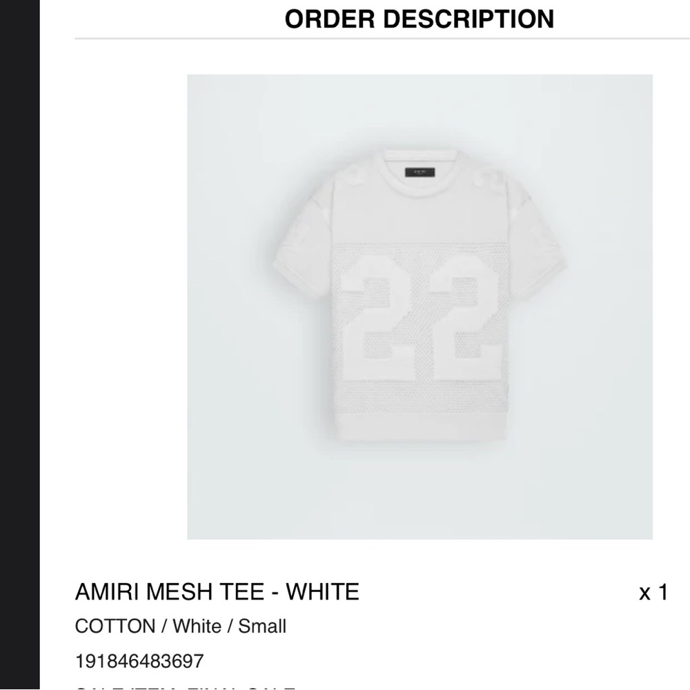 AMIRI White Jersey Shirt Classic Crew Neck